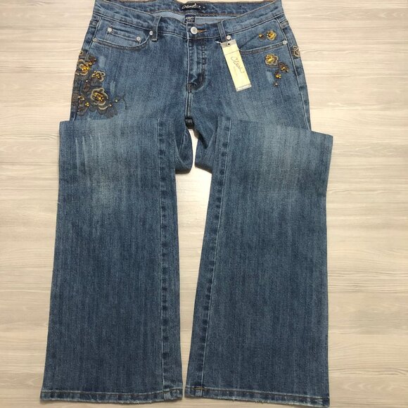 Clash Denim - Clash Jeans USA Co Embroidered Faux Rhinestone Bootcut Blue Womens Jr Size 13